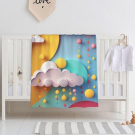 E-RIDES 76x100CM Small Flannel Blanket, Raining Clouds Blanket for Babies, Kids, Cat, Dog, Travel - Lightweight Blanket for Couch, Bed, Car, and Stroller, Idea Birthday Gift
