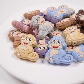 21Pcs Animal Silicone Beads Cartoon Monkey Spacer Beads Silicone Focal Beads for Jewelry Making DIY Necklaces Bracelet Keychain Lanyard Crafts Supplies