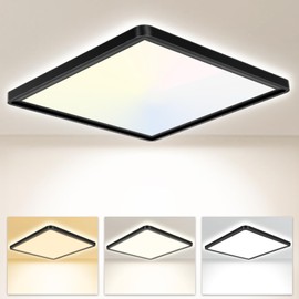 Seruno X LED Ceiling Light 24 W 6000 K / 4000 K / 3000 K 3200 LM IP54 Ultra Thin Ceiling Light Flat Square Modern Bathroom Lamp Black Kitchen Lamp for Hallway Bedroom Balcony Living Room Cellar
