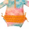 Rufflebutts Rashguard One Piece Bathing Suit Long Sleeve Tie Dye