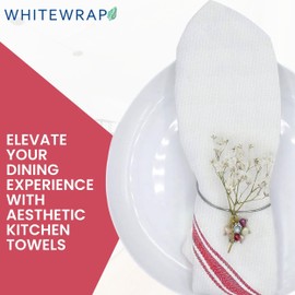 WHITEWRAP Kitchen Towels| Tea Towel for Craft| Cotton Dish Towels| Reusable Bulk Cleaning Cloths Red Hand Towels| Soft Super Absorbent Quick Dry Dish Rags Machine Washable 6 Pack 15" x 25"