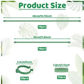 Pack of 20 Plant Supports, Orchid Sticks, Flower Holder, Plant Stabilising Rod, Equipped with Carabiners, Extension Tubes, for Orchids, Peonies, Climbing Plants (20 Pieces, 30 cm)