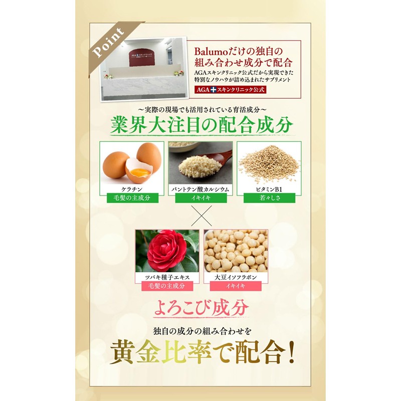 Balumo TSUBAKI（バルモ ツバキ） AGAスキンクリニック 公式 ヘアケア サプリ ケラチン レディース 女性用