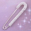 1 PCS 3 Inch Silver Rhinestone Inlaid Alloy Safety Brooch