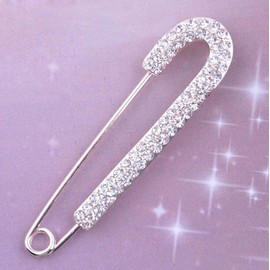 1 PCS 3 Inch Silver Rhinestone Inlaid Alloy Safety Brooch Pins Scarves Buckle Shawl Clip Jewelry Brooch DIY Accessories for Clothing Locking Ornament Fastening Embellish