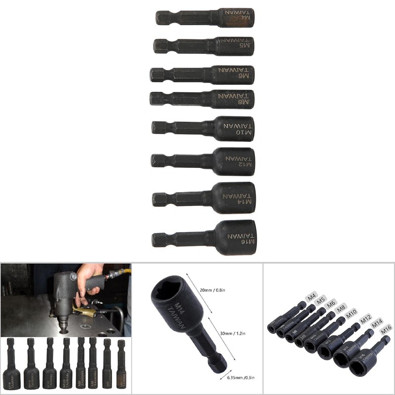 GAESHOW Pack of 8 Tap Adapter, M4-M16, 1/4 Inch Screwdriver