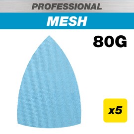 Trend Professional 100 x 150 mm Detail Sanding Pads, 80 Grit, 5 Pack, Mesh Abrasive for Aggressive Material Removal in Tight Areas, AB/DET/80P