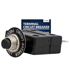 Five Oceans FO1432 Marine Terminal Circuit Breaker with Reset Button, 15 Amp