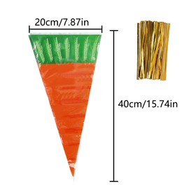Cone Bags, 50 PCS Carrots Cellophane Bags for Wedding, Birthday, Party Favor (7.87 x 15.74 inch)
