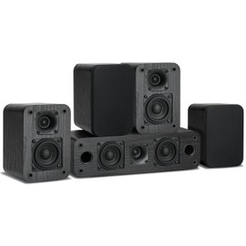 Saiyin 5.0 Channel Surround Sound Systems for Home Theater | 160 Watts Peak Power | Passive Speakers with Black Classic Retro Wood Grain | Amplifier or Receiver Required | Cable Not Included