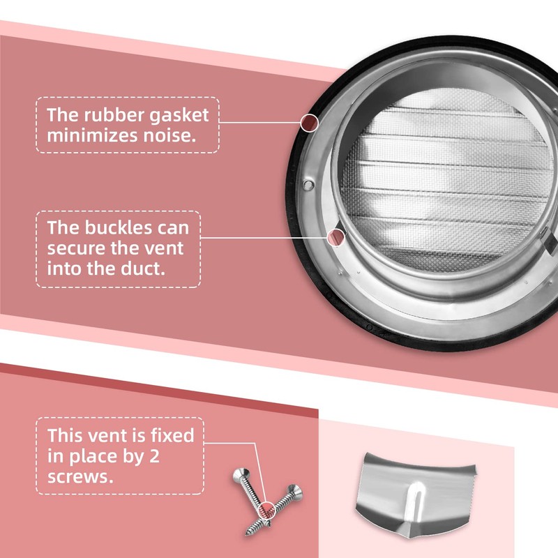 WeCooper 304 Stainless Steel Air Vent 150mm, Round Bull Nosed