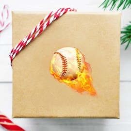 Baseball Stickers Self-Adhesive Sports Ball Sticker Flame Baseball Theme Party Decor Envelope Gift Bag Seal for Sports Party Supplies, Baseball Team Gift, Birthday Parties 5"