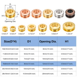 PATIKIL 8 mm (1/3 inch) Solid Brass Hole Eyelets, 6 Pieces Flat Self-Locking Eyelets with Washer for Shoes, Clothing, Craft, Bag, Leather Craft, Light Gold