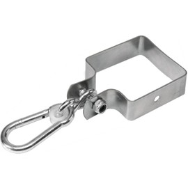 Loggyland Swing Clamp Square 10 x 10 cm Swing Hook for Square Wood with Carabiner for Hanging Swing Seat Grey