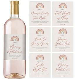 Printed Party Baby Shower, Mommy's First Wine Bottle Labels, Boho Rainbow Theme
