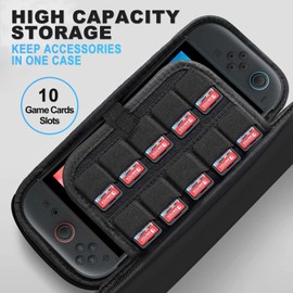 CHIKIXSON Switch 2 Bag, Carry Case for Switch 2 (2025), Storage 10 Game Cards, Theme Zipper, Black, Blackb, Transparent
