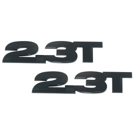 2Pc 2.3T Emblem 3D Badge Sticker Side Door Nameplate with Double Tape (Gloss Black)