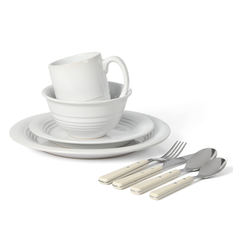 Martha Stewart 32 Piece Stoneware Dinnerware and Flatware Combo Set