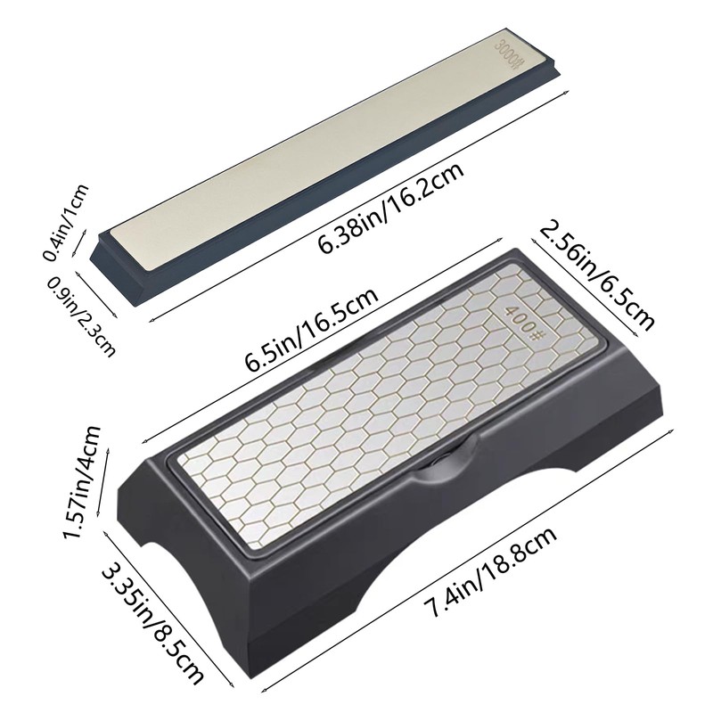 Diamond Sharpening Stone Set: Double Sided 400/1000 & 3000 Grit