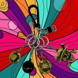 Ubephant One Piece Key Ring, One Piece Keychain, One Piece Anime Key Ring, One Piece 6 Piece Straw Hat Anime Keychain, Straw Hat Ruffy and Skull Keyring, copper