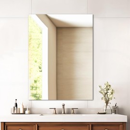 Mirrorons Frameless Mirror, Wall Mirror 24" x 32", Modern Rectangle Bathroom Mirrors for Wall with Polished Edge, Horizontally or Vertically. Upgraded Shatterproof Mirror, Entryways, Bathroom, Gym.