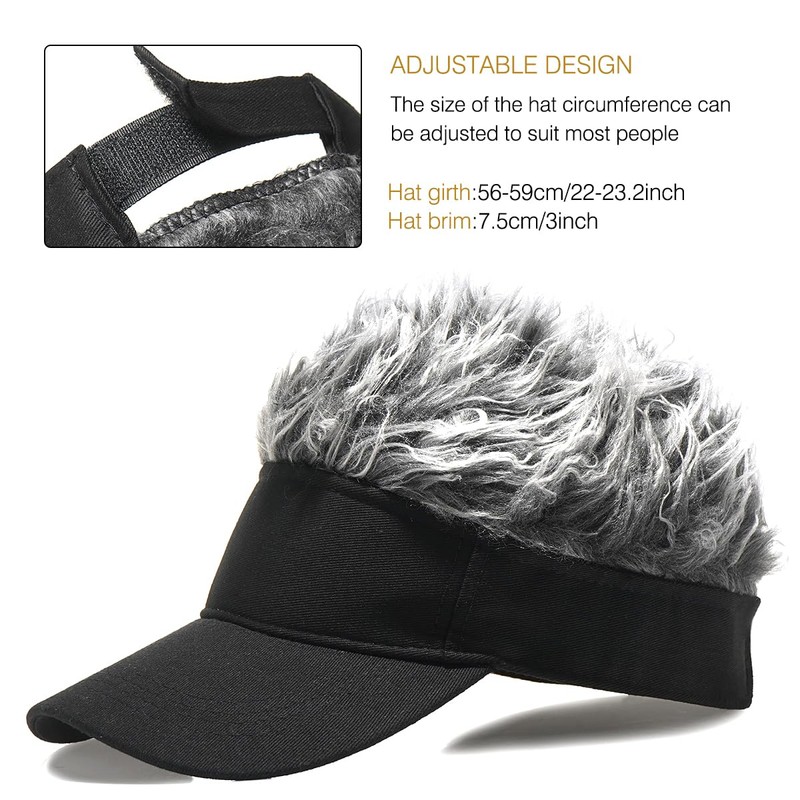 MESU Mens Visor Hat Wig Peaked Baseball Golf Cap with