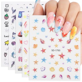 Nicedeco 15 Sheets Nail Art Stickers Decals Self-Adhesive Nail Supplies Nail Art Design Decoration 004