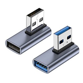 AreMe Adaptador USB 3.1 de 90 grados, paquete de 2 unidades, convertidor USB A macho a hembra en ángulo izquierdo y recto para PC, portátil, cargador USB A, banco de energía y más