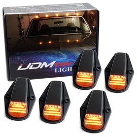 iJDMTOY Black-Out Smoked Lens Amber Yellow Full LED Cab Roof Marker Lamps Replacement Compatible With Ford 1980-1997 F150 F250 F350, Also Universal Fit For Other Trucks