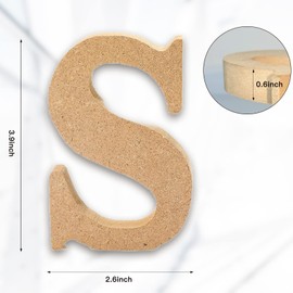 AOCEAN 4 Inch Designable Wood Letters Unfinished Wood Letters for Wall Decor Decorative Standing Letters Slices Sign Board Decoration for Craft Home Party Projects (S)
