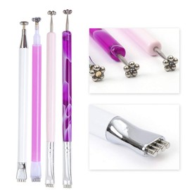 4 Pcs Nail Magnet Tool Set, Pure Vie High Quality Enhanced Version Nail Magnet Pen Double Ended Magnet Wand Magnet Stick Cat Eye Magnet for Nails Gradient Magnetic Gel Nail Polish Nail Art DIY Salon