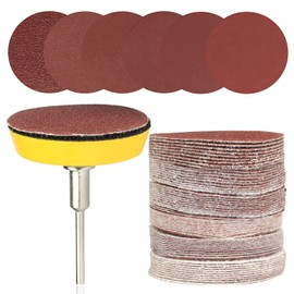 Yakamoz 60Pcs 2 Inch Sanding Discs Hook and Loop Sander Pads Sandpaper Kit with 1/8 Inch Shank Hook and Loop Sanding Backing Pad for Drill Air Die Grinder Sander Grinding Rotary Tool