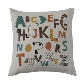 Creative Co-Op Kids Cotton Alphabet Print Throw, Multicolor Pillow, Multi