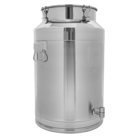 DYNAMI 20Gal 304 Stainless Steel Milk Bucket with Faucet,Thickened 304 Stainless Steel Milk Can w/Sealing Lid, Large Liquid Container Storage,for Milk,Wine, Oil Storage Transport (76L/20Gal,w/Faucet)