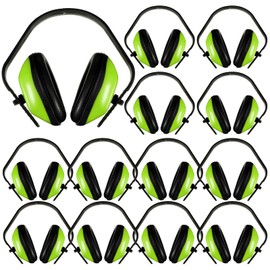 Baderke 12 Pcs Soundproof Earmuffs Hearing Protection Headphones Red Adjustable Padded Defender Noise Reduction Earplug(Green)