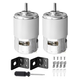 775 DC Motor High Speed Large Torque 775 Motor 12V - 24V Max 12000 RPM, Power Wheel Motor Upgrade High Power Low Noise Quiet with Bracket (Round Shaft Motors-2PCS)