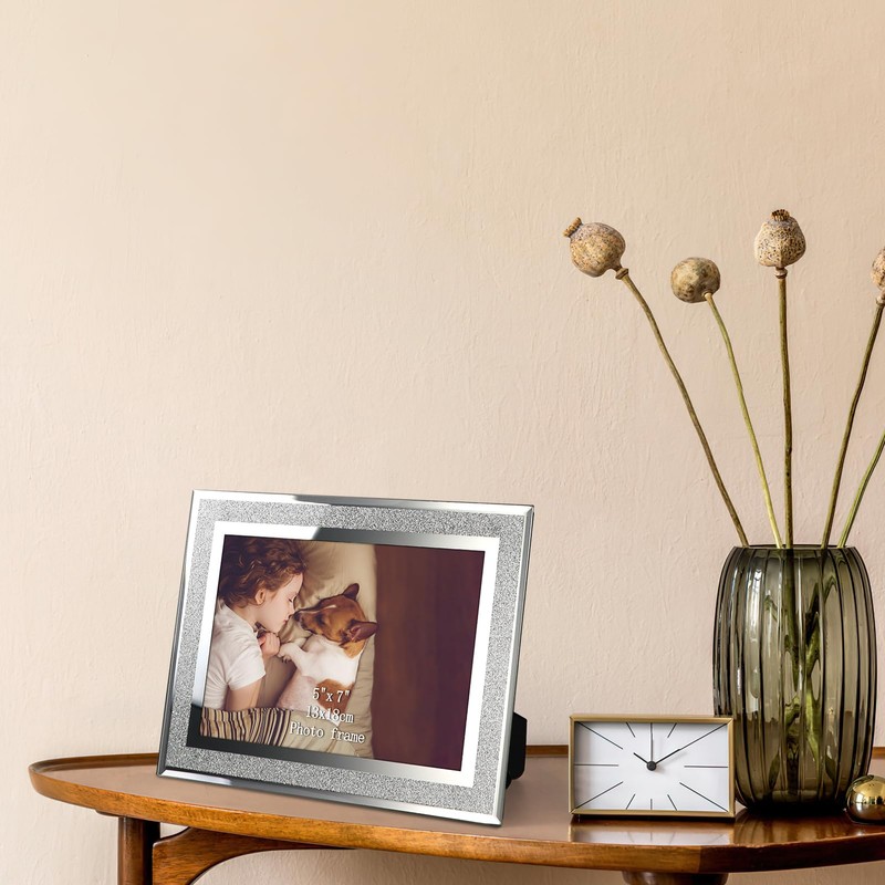 HORLIMER 12 Pack 5x7 Picture Frame, Sparkle Glass Photo Frames