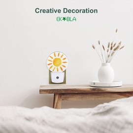 EKOBLA Watercolor Big Sun Night Light Sunny Day Bright Sunshine Night Lights Plug into Wall for Boys Girls, Led Lamp for Bathroom Bedroom, 0.5W Nightlight Sleep Friendly