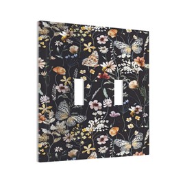 Vintage Flower Leaves Light Switch Cover Decorative 2 Gang Double Toggle Switch Plate Covers Butterfly Sage Botanical Wall Plates for Light Plates Switch Covers for Room Home Decor