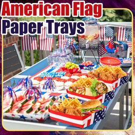 Jetec 36 Pcs International Flag Party Supplies 5 lb World Country Flag Nacho Boats Snack Serving Food Trays for Football Game Party(American)