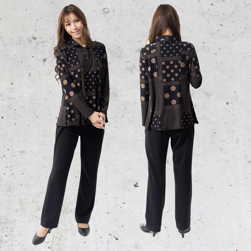 FLUTE.MF Women's Tunic Blouse, Loose, Body Cover, Flare, Cut and