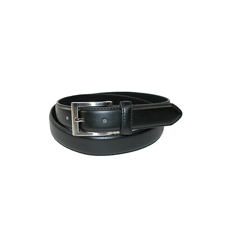 CTM Men's Leather 28.5 mm Basic Dress Belt with Silver