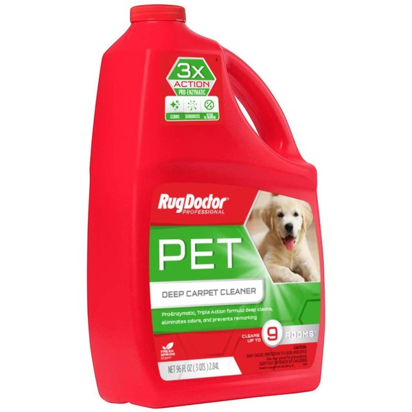 Rug Doctor Triple Action Pet Deep Carpet Cleaner; Permanently Removes Tough Pet Stains and Odors, Professional-Grade, Protects Soft Surfaces from Pet Accidents, Cleans 9 Rooms, CRI-Certified, 96 Oz.