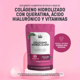 Péptidos de Colágeno Hidrolizado En Polvo Alta Pureza Sin Sabor 45 Porciones | LIFE360+