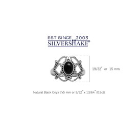 Silvershake Genuine Black Onyx 925 Sterling Silver Victorian Style Rope Ring Size 11