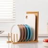 HBlife Heighten and Widen Bamboo Dish Drying Rack Plate Bowl