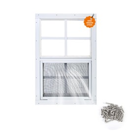 Kevirice Shed Window 1 Pack 14"X21" White Flush Mount Small Sliding Household Windows with Tempered Glass and Fiberglass Screen for Shed,Chicken Coop, Playhouse,Barns,Garage
