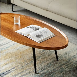 ANS_HOME Wooden Oval Coffee Table Rustic Coffee Table Mid-Century Modern Oval Sofa Table Nesting Tables Center Table for Living Room Bedroom Office Furniture Easy Assembly (47.2")