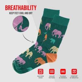 Sillies Socks Elephant Socks - Unisex Crew Socks for Elephant Lovers, Cute Socks, Fun Animal Socks, One Size Fits Most (8-13), Funny Graphic Sock Set