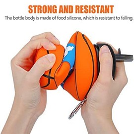 Louis Donné 100% food grade Silicone Basketball water Bottle Collapsible Toddler with folding pulled up Carabiner for School outdoor Birthday Gifts for kids Boys and Girls yellow